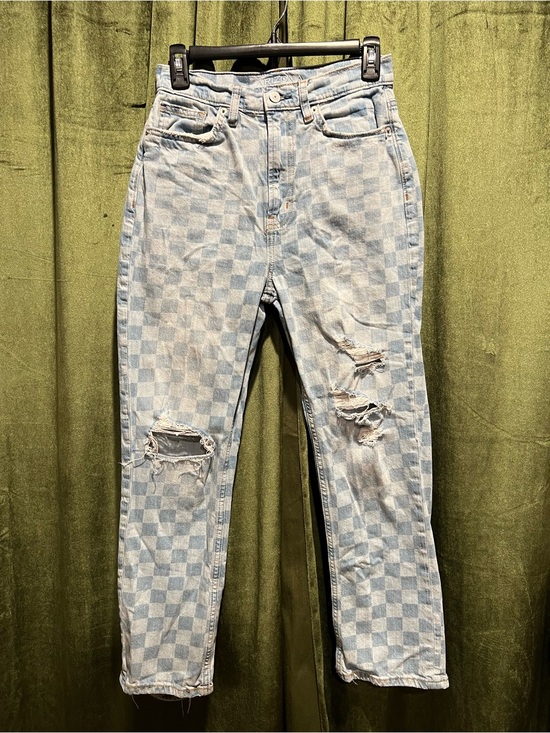 Arizona Jean Company Denim - Arizona Jean Company: Distressed, Light Blue checker Jeans
